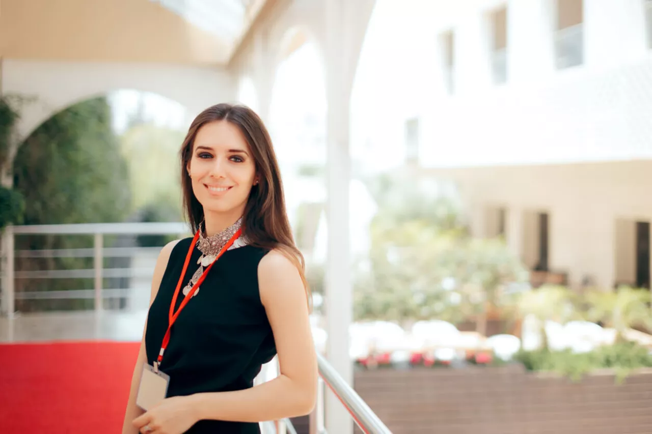 wedding planner smiling at venue